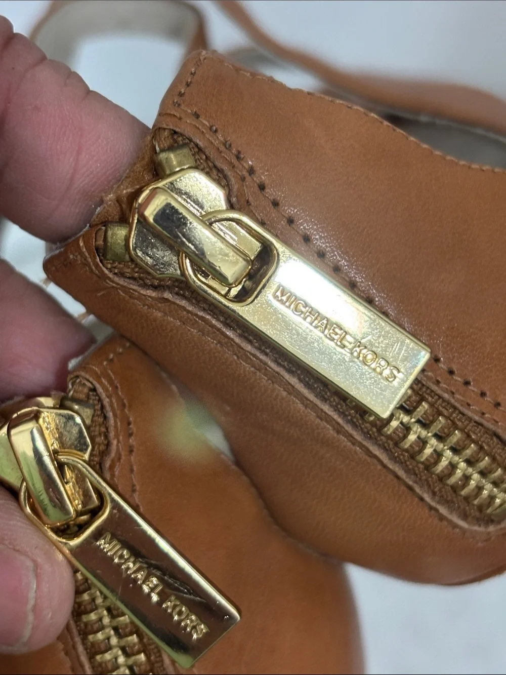 MICHAEL Michael Kors Cognac Leather Strappy Peep Toe Heels Size 9.5M